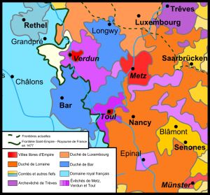 Carte de la Lorraine au 15ème siècle : auteur Juju239 Wikipedia - licence creativ commons