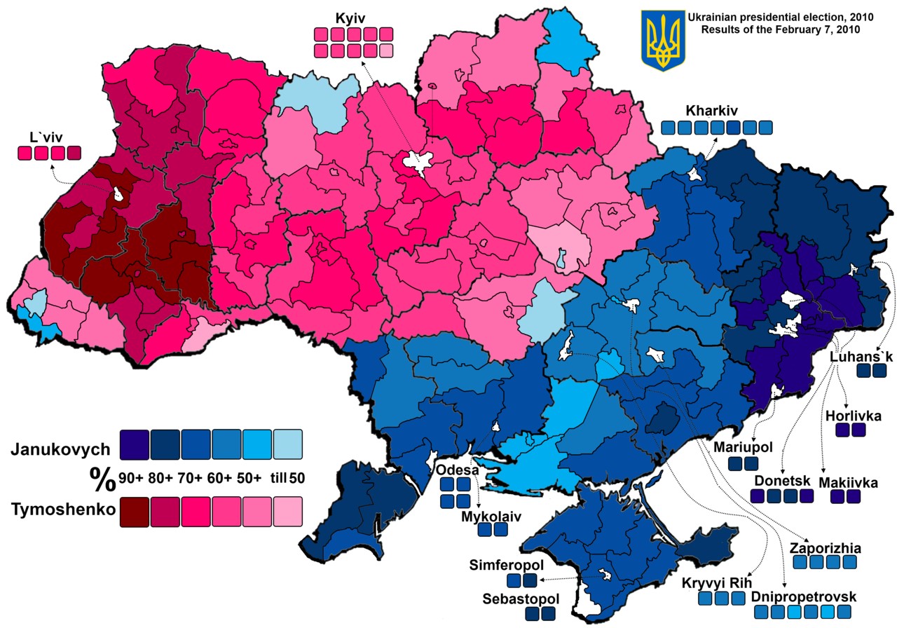 Résultats des élection de 2010 : auteur Vasyl` Babych : source wikipedia - licence creativ commons