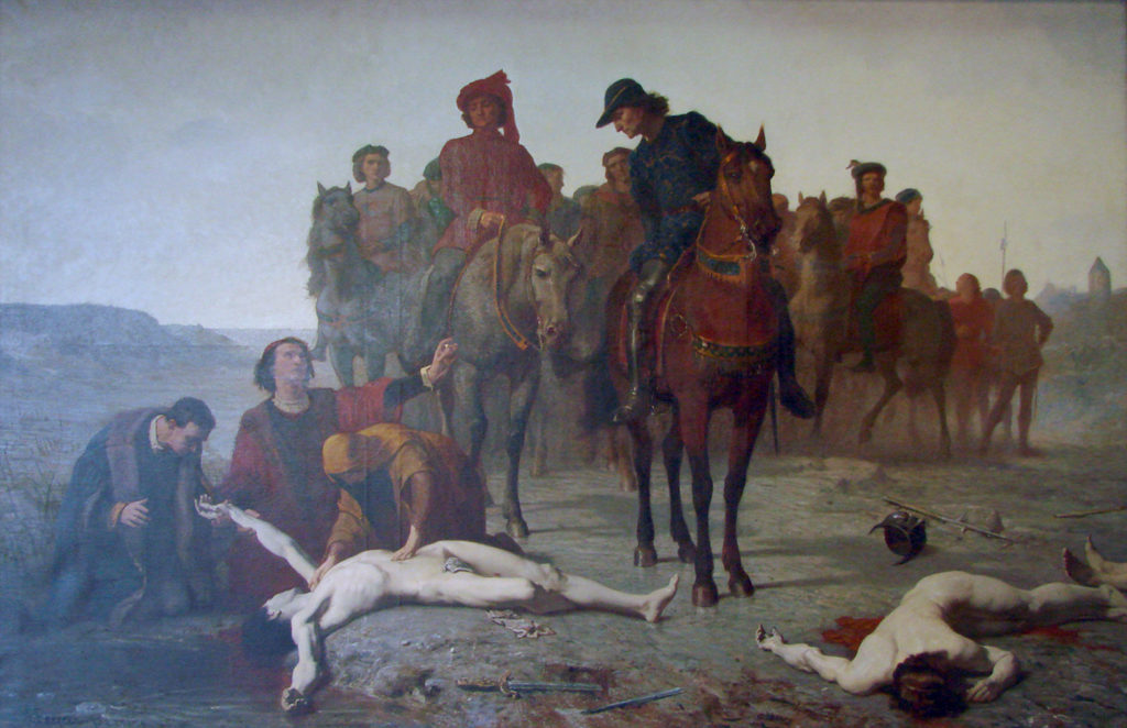 Charles le Téméraire retrouvé mort après la bataille de Nancy : auteur : Auguste Feyen-Perrin - Musée des beaux arts de Nancy - Domaine Public